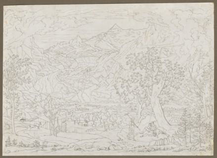 The Grindelwald Glacier with Hunter and Peasant Girl in Foreground, ca. 1823. Joseph Anton Koch
