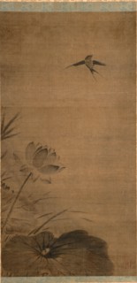 Swallow and Lotus, mid-1200s. Attributed to Fachang Muqi (Chinese, 1220-1280). Hanging scroll, ink