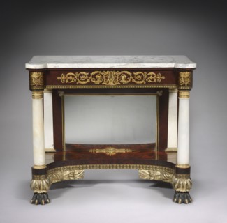 Pier Table, c. 1829-1835. Joseph Meeks and Sons (American). Mahogany; marble; overall: 91.5 x 105.4