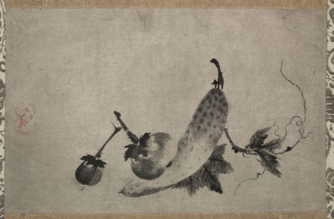 Cucumbers and Eggplant, 1500s. Yamada Doan (Japanese, 1571). Hanging scroll; ink on paper; painting