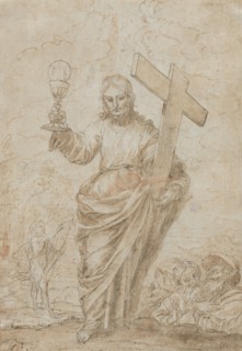Christ Holding a Chalice and Cross, 1666. Alonso Cano (Spanish, 1601-1667). Pen and brown ink and