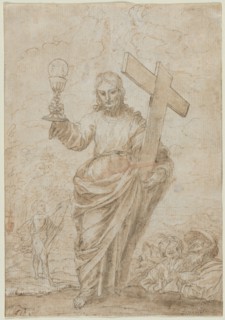 Christ Holding a Chalice and Cross, 1666. Alonso Cano (Spanish, 1601-1667). Pen and brown ink and