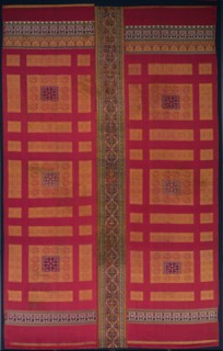 Silk curtain from the Alhambra palace, 1300s. Spain, Granada, Nasrid period. Lampas and taqueté: