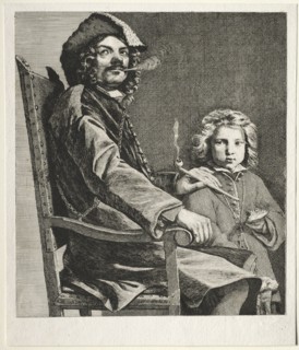 Man Smoking a Pipe and a Small Boy, c. 1660. Michael Sweerts (Dutch, 1618-1664). Etching and