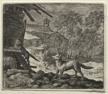 Reynard the Fox:  Reynard Deceives the Cat. Allart van Everdingen (Dutch, 1621-1675). Etching