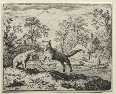 Reynard the Fox:  Reynard Doing Penance. Allart van Everdingen (Dutch, 1621-1675). Etching