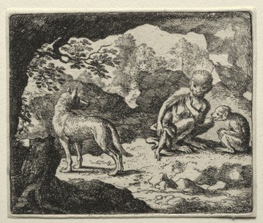 Reynard the Fox:  The Wolf in the Monkey's Den. Allart van Everdingen (Dutch, 1621-1675). Etching