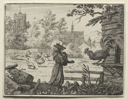 Reynard the Fox:  Reynard Disguised as a Monk. Allart van Everdingen (Dutch, 1621-1675). Etching