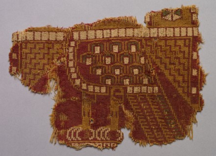 Fragment with headless eagle, 700s. Iran, Iraq, or Syria. Samite: wool and cotton; overall: 15.5 x