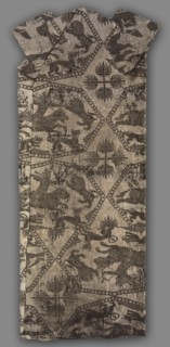 Fragment of a Caftan, 935-1055. Iran or Iraq, Buyid period, 10th-11th Century. Lampas weave, silk;