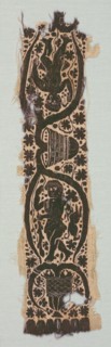 Rare Silk Tunic Fragment with Ornamental Sleeve Band, 400s-500s. Egypt, Byzantine period, 5th - 6th