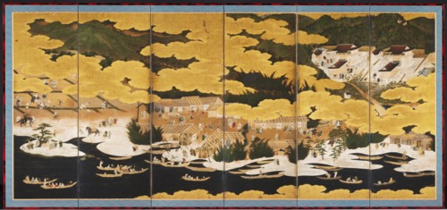 Views of Lake Biwa: Winter, first half of the 1600s. Circle of Kano Eino (Japanese, 1631-1697).