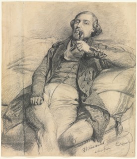 Man Smoking, 1800s. Ernest Meissonier (French, 1815-1891). Black chalk and graphite, with stumping,