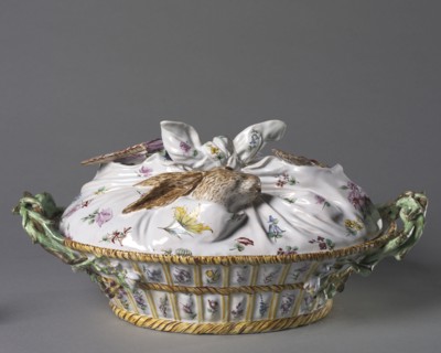 Tureen in the Form of a Basket of Game, c. 1755. Sceaux Factory (French). Tin- glazed earthenware
