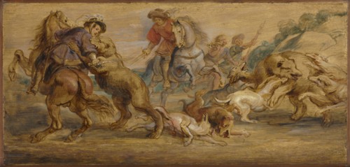 Study for "The Bear Hunt" (for the Alcázar, Madrid), c. 1639. Peter Paul Rubens (Flemish,