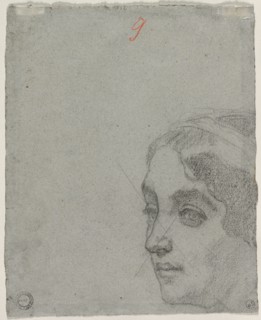 Head of a Woman (verso), c. 1857. Thomas Couture (French, 1815-1879). Black chalk; crossed out in