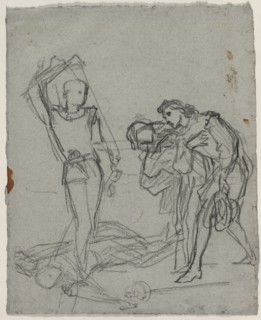 Duel after the Masked Ball (recto); Head of a Woman (verso), c. 1857. Thomas Couture (French,