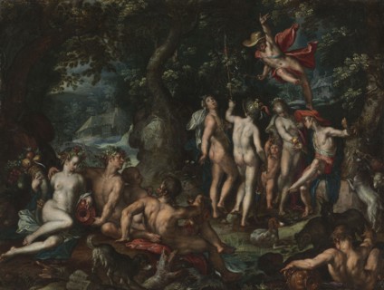 The Judgment of Paris, 1602. Joachim Anthoniz Wtewael (Dutch, 1566-1638). Oil on copper; framed: 25