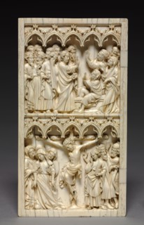 Diptych with Scenes from the Life of Christ (left wing: Raising of Lazarus and Crucifixion), c.