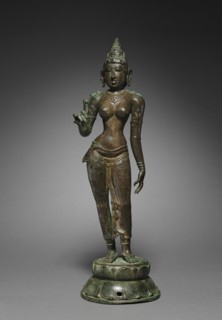Goddess Holding a Lotus, c. 950. South India, Tamil Nadu, Chola period (900-13th Century). Bronze;