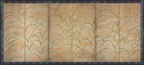 Pampas Grasses, c. 1525. Japan, Muromachi period (1392-1573). Pair of six-fold screens; ink, color,