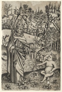 St. Augustine and the Child on the Seashore, c. 1465-1469. Master of the Nuremberg Passion (German)