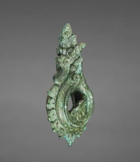 Earring, 13th Century. Cambodia, Angkorean Period (877-1431). Bronze; overall: 6.4 x 3.7 cm (2 1/2