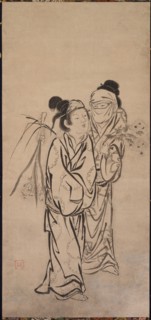 A Couple, late 1500s. Hasegawa Soen (Japanese). Hanging scroll; ink on paper; image: 102.3 x 47.6