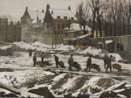 Construction Site in Amsterdam, c. 1902. George Hendrik Breitner (Dutch, 1857-1923). Oil on fabric;