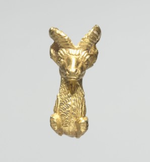 Ibex Bracelet Terminal, 500-400 BC. Iran, Achaemenian, 5th Century BC. Gold, solid cast; overall: 1