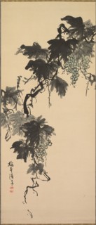 Grapes, 1800s. Baikan Sugai (Japanese, 1784-1844). Hanging scroll; ink and light color on paper;