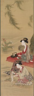 Beneath the Willow, after 1778. Tsukioka Sessai (Japanese, 1839). Hanging scroll, ink and color on