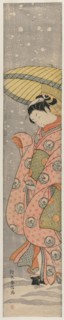 Young Woman Standing Under an Umbrella in the Snow, 1767-1768. Suzuki Harunobu (Japanese,