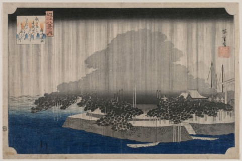 Night Rain at Karasaki, from the series Eight Views of Omi, c. 1835. Utagawa Hiroshige (Japanese,