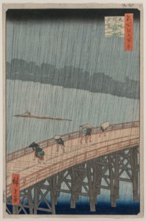 Sudden Shower over Shin-Ohashi Bridge and Atake, from the series One Hundred Famous Views of Edo,