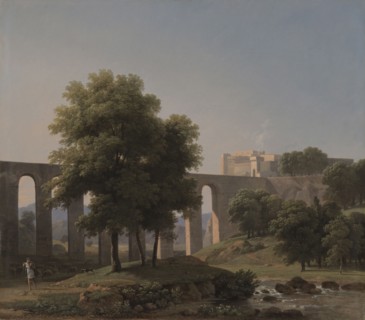 An Aqueduct Near a Fortress, 1807. Jean-Victor Bertin (French, 1767-1842). Oil on fabric; framed: