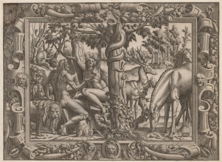 The Temptation of Eve, c. 1545/1547. Jean Mignon (French), after Luca Penni (Italian, 1500/04-1557)