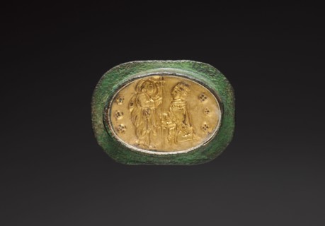Votive or Civic Badge with a Crowned Figure Kneeling before Christ, c. 1300. Italy, Venice, early