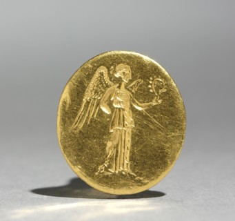 Finger Ring with Figure of Nike, 300s BC. Greece, 4th Century BC. Gold; diameter: 1.7 cm (11/16 in