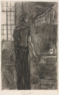 The Hanged Man in the Forge, c. 1880. Félicien Rops (Belgian, 1833-1898). Black chalk? and black