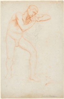 Male Nude, 1891. Pierre Puvis de Chavannes (French, 1824-1898). Red chalk and traces of black