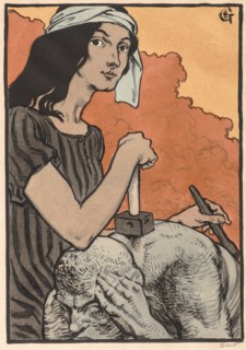 Sculptress, 1897. Eugène Grasset (French, 1841-1917). Lithograph with watercolor added by hand;