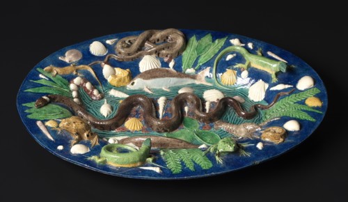 Platter, late 1500s. Circle of Bernard Palissy (French, 1510-1589). Lead-glazed earthenware;