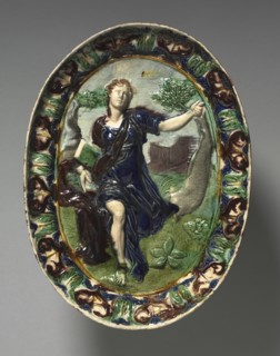 Oval Dish Depicting Cumaean Sibyl, late 1500s. Circle of Bernard Palissy (French, 1510-1589).