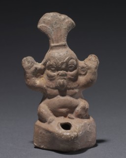 Bes Lamp, 1st Century BC - 1st Century AD. Egypt, Greco-Roman Period. Nile silt clay; overall: 9.3