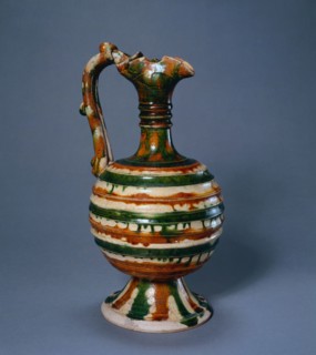 Ewer, 700-750. China, Tang dynasty (618-907). Glazed earthenware, sancai (three-color ware);