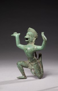 Flying Hanuman, 900s. Cambodia, Koh Ker style, 10th century. Bronze; overall: 15.2 x 15 x 7 cm (6 x