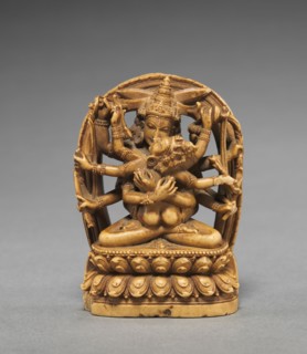 Manjusri with his Sakti, c. 1100s. Tibet, 12th century. Yellow steatite, kaolinite; overall: 7.3 x