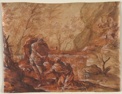Noli Me Tangere, 1600s. Anonymous. Red chalk, brush and brown chalk wash, brush and brown ink, with
