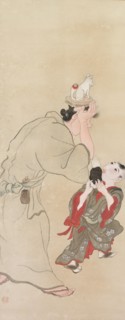 Genre Figures, c. 1816. Tatabe Socho (Japanese, 1760-1814). Hanging scroll; ink and color on paper;
